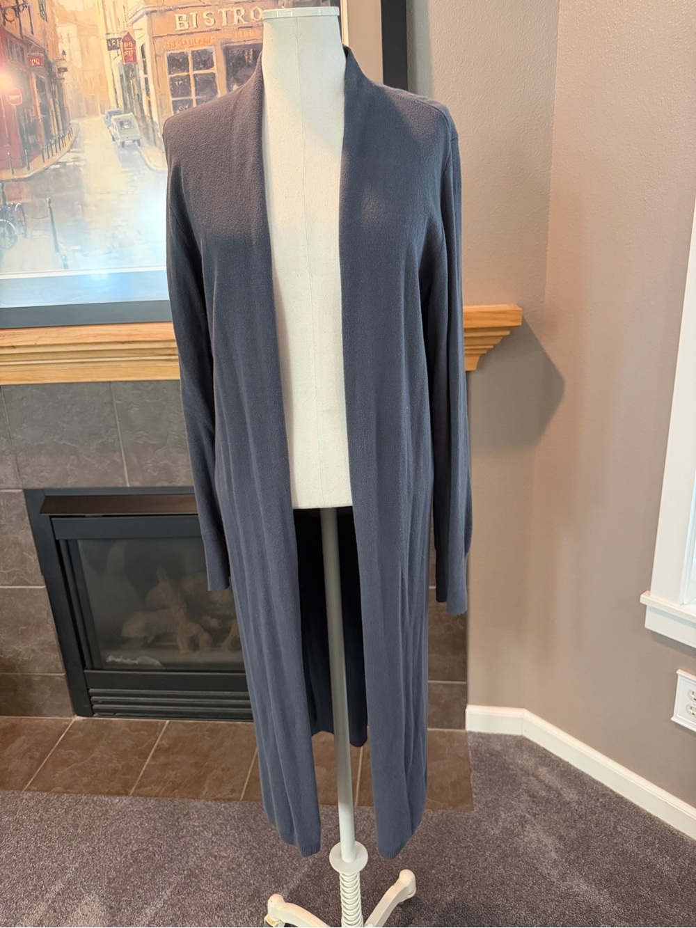 Long Loft Open-Front Women’s Gray Cardigan